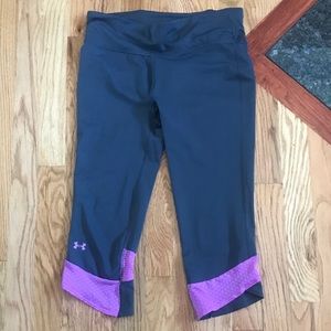 Under Armor Grey/Purple Compression Capris